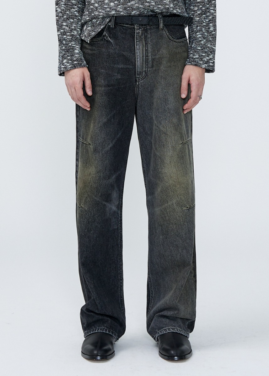 Contrast Laser Jeans - BLACK