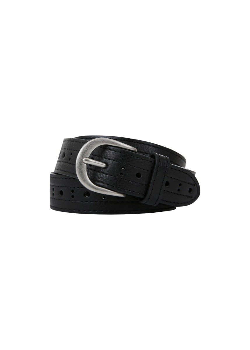 Punching Leather Belt - BLACK