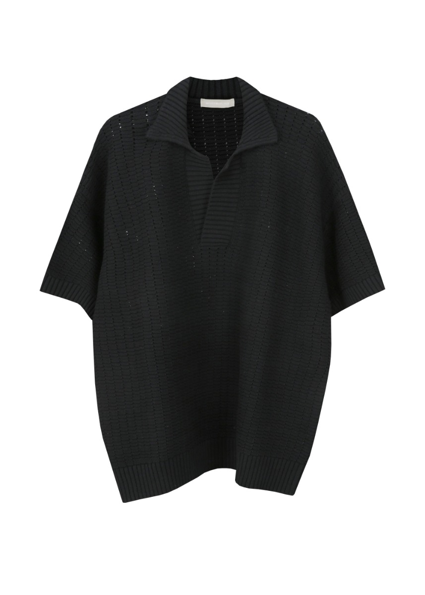Rose Half Knit Shirts - BLACK