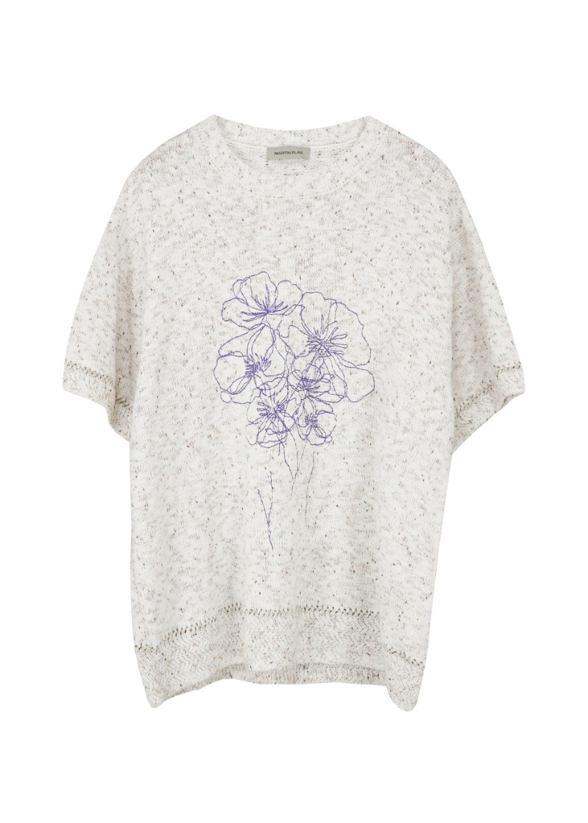 (Set-up)Blooming Flo Half Knit T - IVORY