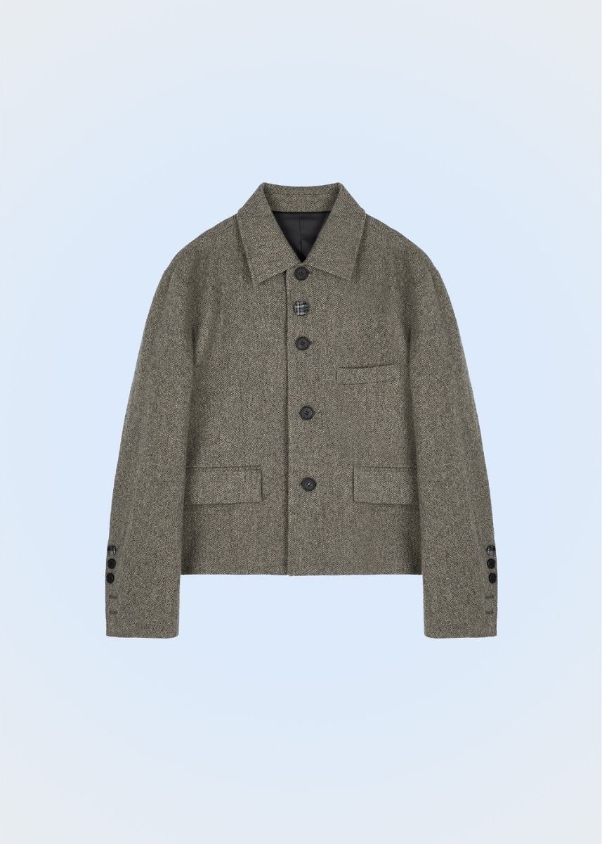 (Set-up)Twill Wool Single Jacket - BEIGE