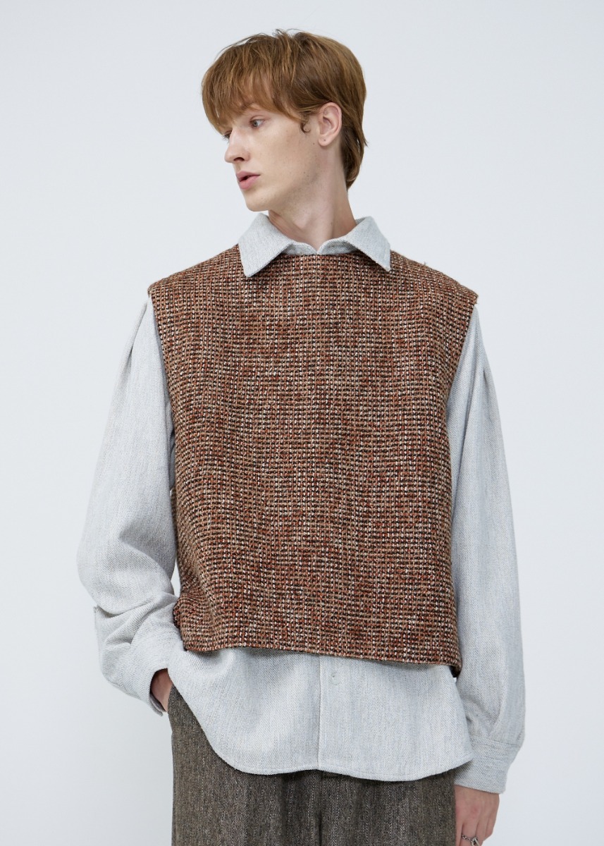 Mixed Wool Vest - ORANGE BROWN