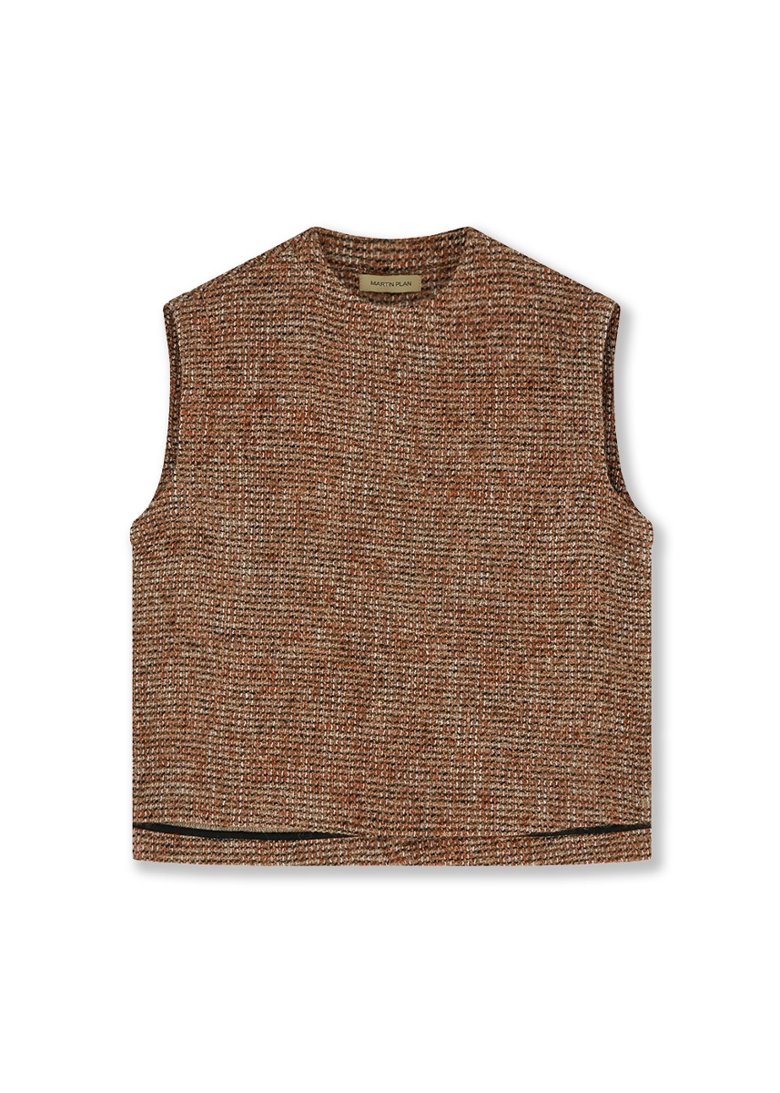 Mixed Wool Vest - ORANGE BROWN